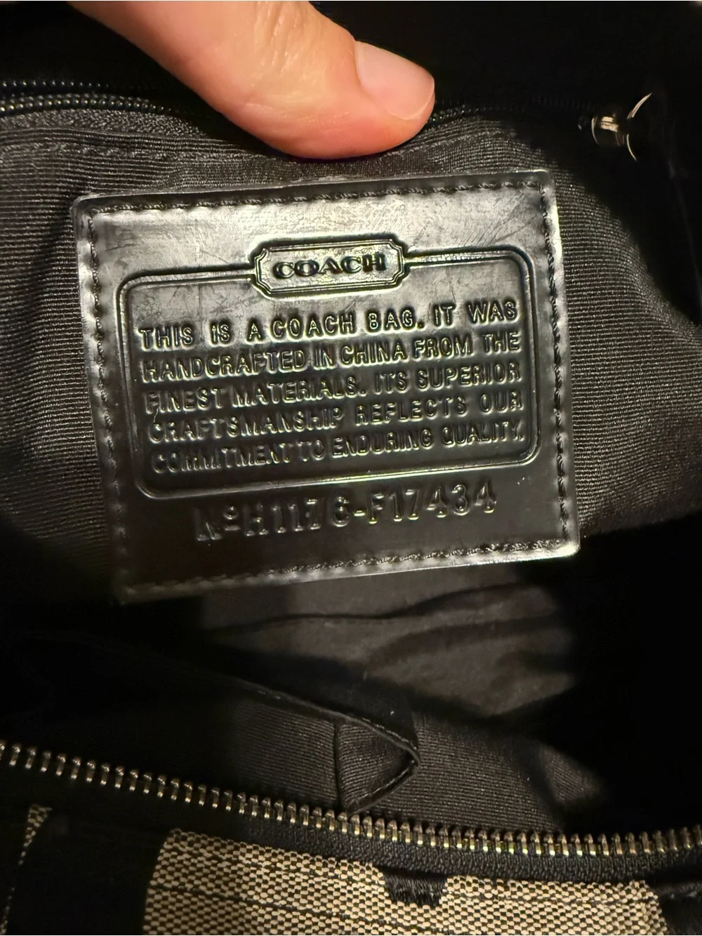 Coach Black and Gray Signature Shoulder Bag